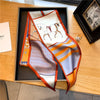 Elegant Print Satin Silk Skinny Scarf - Sabreeonline