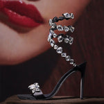 Crystal Ankle Wrap Strap Sandals Round Toe Shoes - Sabreeonline