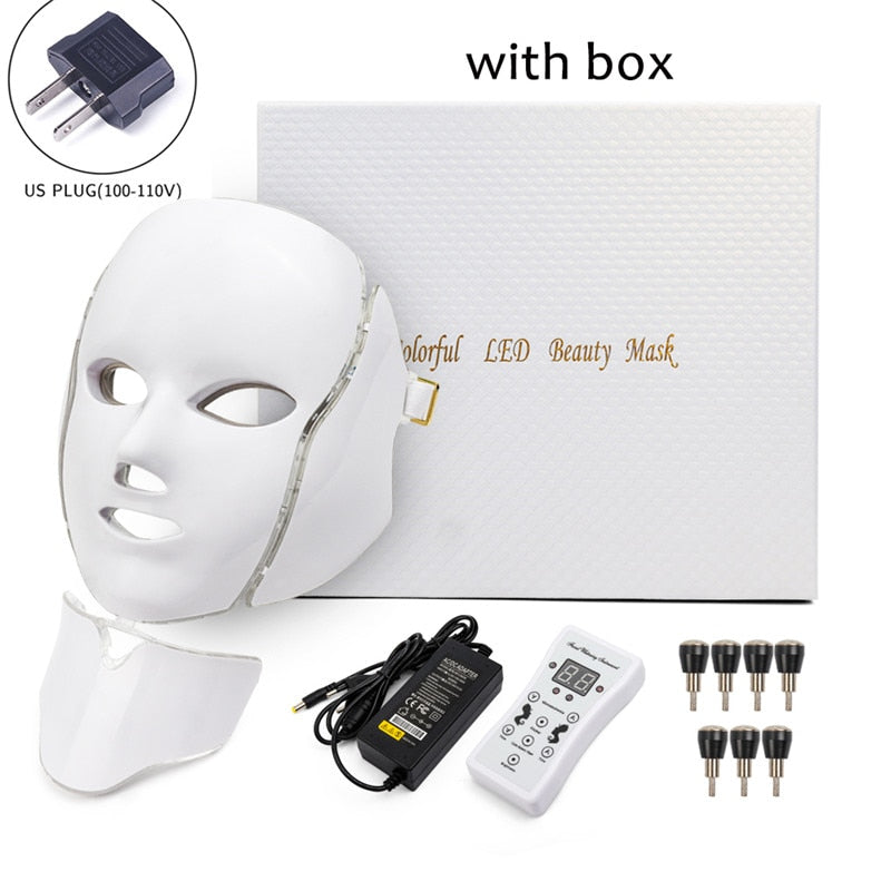 Led Facial Light Mask with Neck Tighten Anti Acne Wrinkle - Sabreeonline