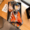 Elegant Print Satin Silk Skinny Scarf - Sabreeonline