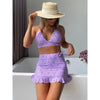 Floral Print 3 Piece Bikini with Skirt