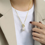 Gold Long Chain Pearl Pendant Necklace Horoscope - Sabreeonline