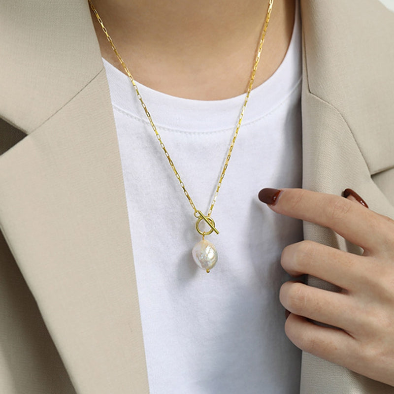 Gold Long Chain Pearl Pendant Necklace Horoscope - Sabreeonline