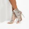 Rhinestone Pointed Open Toe Stiletto Ankle Boots Luxury Crystal Pearl - Sabreeonline