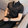 Vertical Stripe Slim Men Casual Long Sleeve Tuxedo Shirt - Sabreeonline