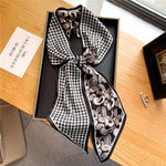 Elegant Print Satin Silk Skinny Scarf - Sabreeonline