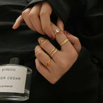 LATS 7pcs Fashion Jewelry Rings Set Round Opening Finger Ring for Girl - Sabreeonline