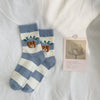 Creative New Brown Bear Socks Female Middle Tube Socks Japanese Cute Small Fresh Wild Student Socks Autumn and Winter Socks - Sabreeonline