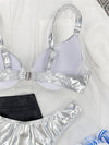 Para Praia 2023 Summer Silver Shiny Bikini Micro Swimwear Women Swimsuit Sexy Brazilian Bikini Set Push Up Biquini Beachwear