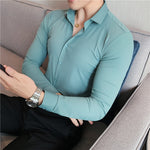 Elasticity Men Long Sleeve Shirts - Sabreeonline