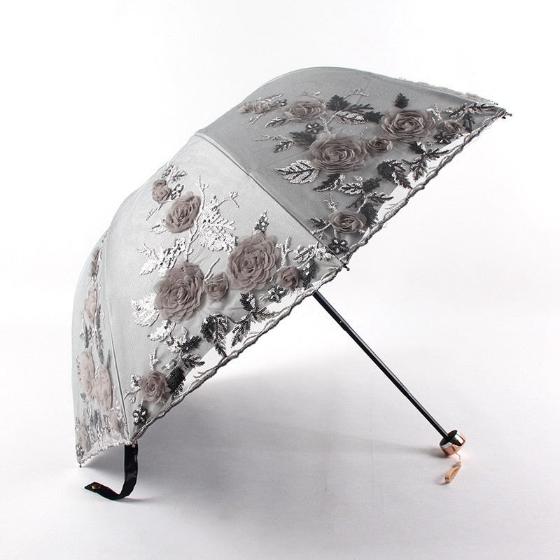 Flower Double Laye Coating Anti UV Umbrella - Sabreeonline