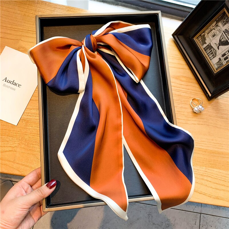 Luxury Brand Small Silk Scarf Women Headband Narrow Skinny Scarves Neck Belt Hair Bands Ribbons Scrunchies Female Accessories - Sabreeonline