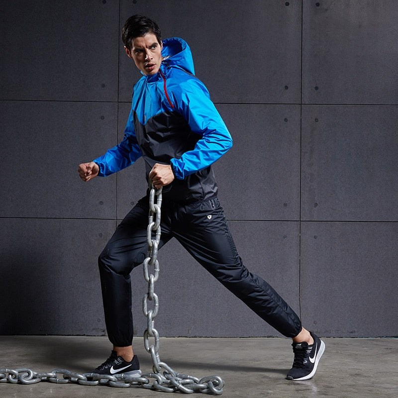 VANSYDICAL Sauna Suit Men Gym Clothing Set Hoodies Pullover Sportswear Running Fitness Weight Loss Sweating Sports Jogging Suit - Sabreeonline