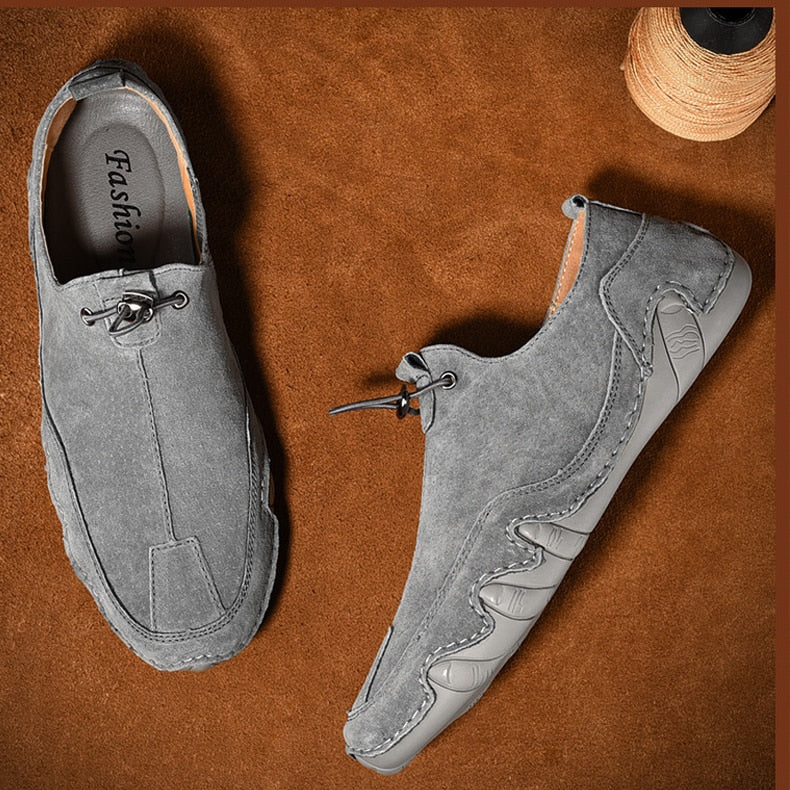 2022 Mens Sneakers Casual Slip On Loafers Outdoor Light Flats Autumn Genuine Leather Shoes Comfortable Solid Color Mens Sneakers - Sabreeonline