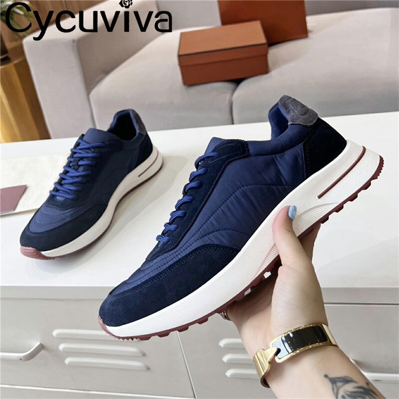 Men Running Shoes Lace Up Flat Tennis Shoes Male Mesh Breathable Patchwork Casual Walk Shoes for Men Comfortable Sneakers Men - Sabreeonline