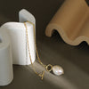 Gold Long Chain Pearl Pendant Necklace Horoscope - Sabreeonline
