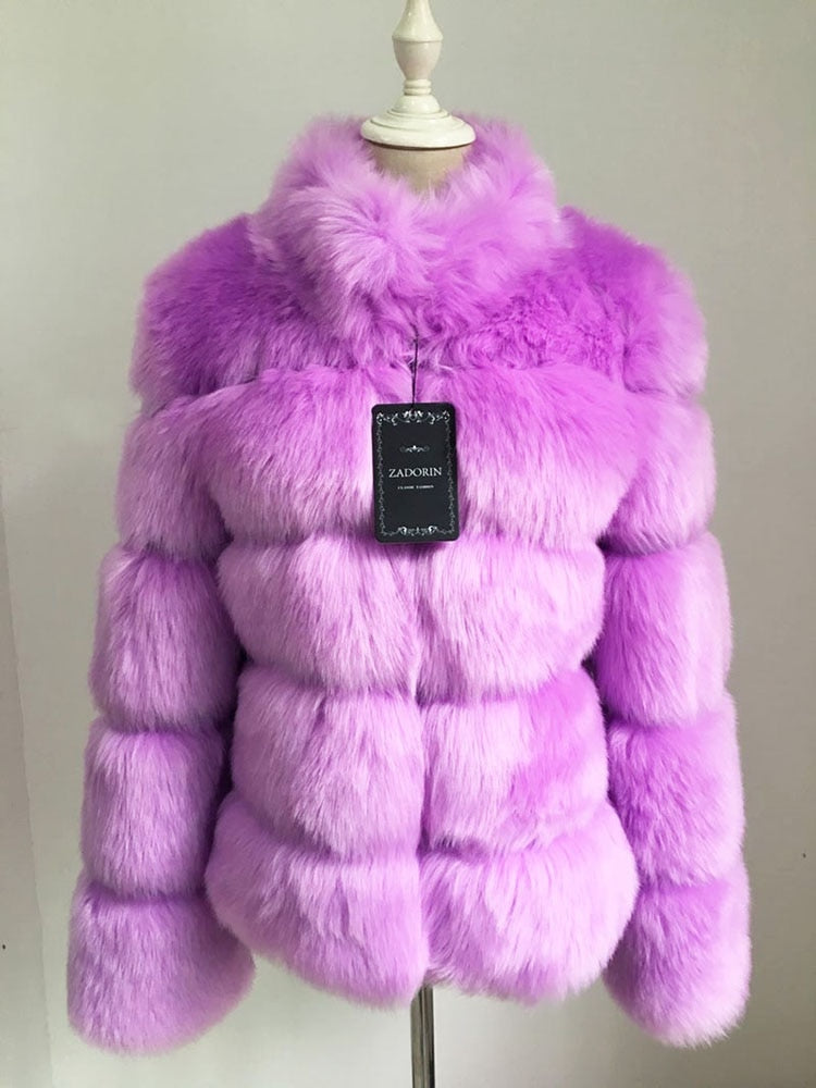 Woman Winter Faux-Fur Coat Elegant - Sabreeonline
