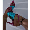 Neon Pink Color Strap Buckle Sandals Women Metal Rivets Heels Patent Leather Thin Heels Party Shiny Sandals 2022 Summer Shoes - Sabreeonline
