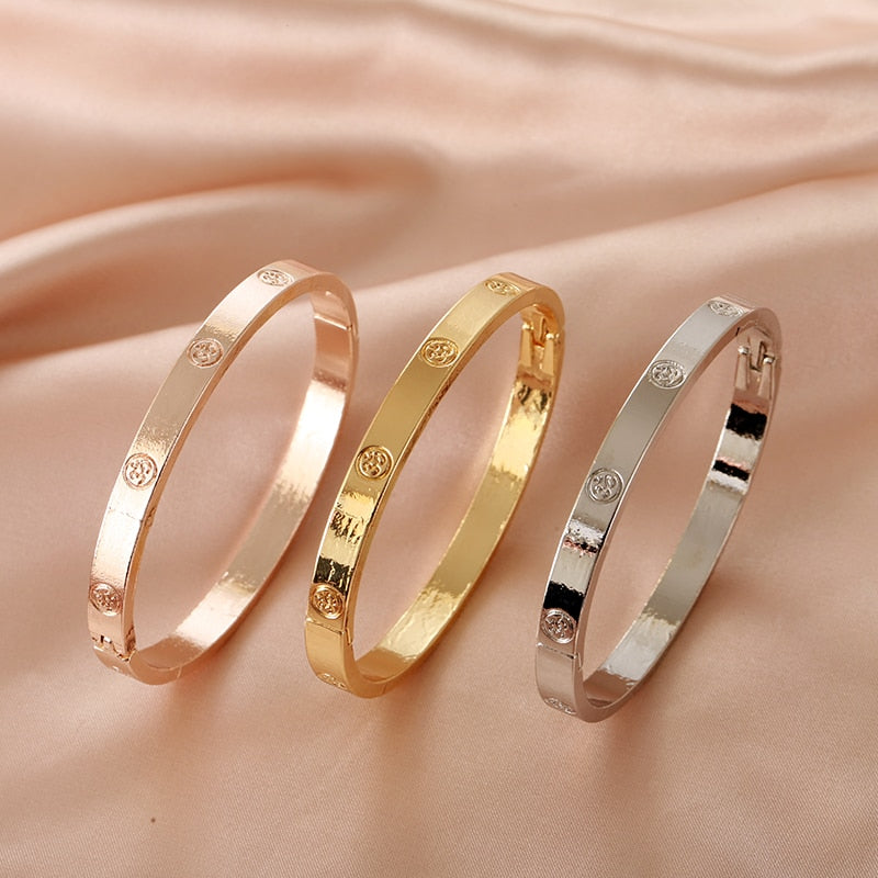 Women&#39;s Trendy Stainless steel Luxury Brand Bangle Bracelet Woman Man Wristband Bangles Gift Bracelets Femme 2022 New Design - Sabreeonline
