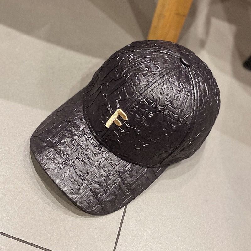 Women Men Embroidered Letter Pleated Baseball Cap - Sabreeonline