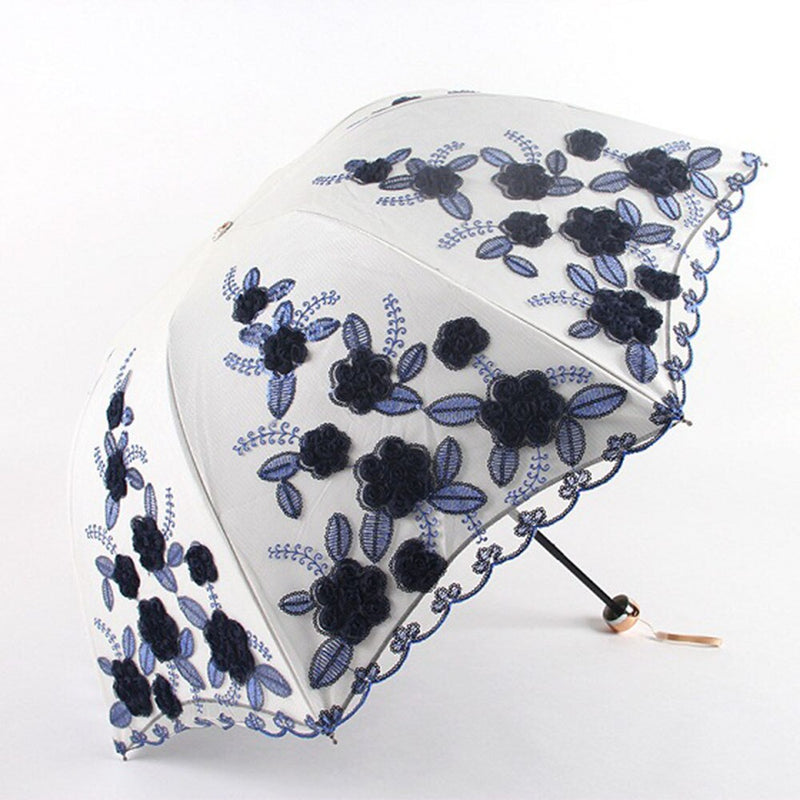 Flower Double Laye Coating Anti UV Umbrella - Sabreeonline