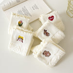 Casual Solid White Socks Women Embroidery Bear Love Flowers Girl Rabbit Cartoon Socks Spring Autum Harajuku Middle Socks - Sabreeonline