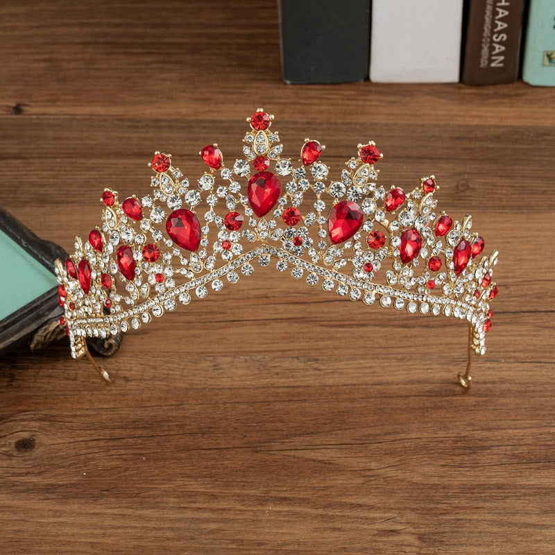Baroque Crystal Water Drop Bridal Jewelry Sets Rhinestone Tiaras Crown Necklace Earrings for Bride Wedding Dubai Jewelry Set - Sabreeonline
