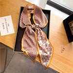 Elegant Print Satin Silk Skinny Scarf - Sabreeonline