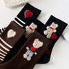 Bear Print Stripe Socks - Sabreeonline