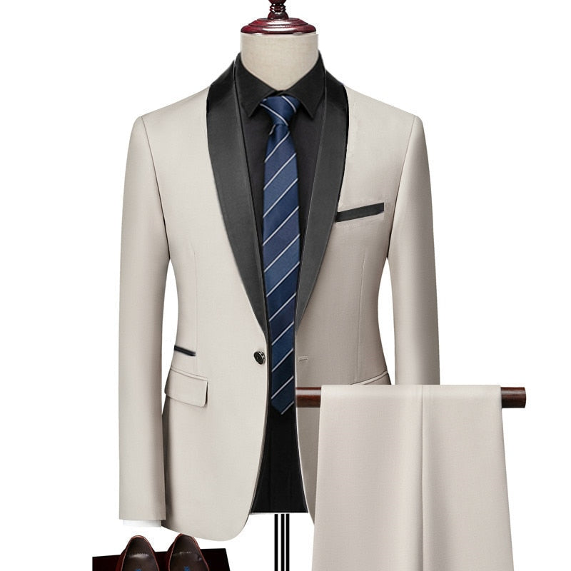 Waistcoat Set Fashion Slim Fit Suits - Sabreeonline