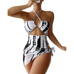 2pcs/set Beach Swimsuit Set Lace-up Tie Dye Print