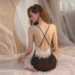 Temptation Pajama Embroidery Sling Sexy Sleepwear - Sabreeonline
