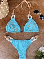 RUOTONGSEPT Black Bandeau Bikini Set Swimwear Women Push Up Biquini Sexy Thong Bikinis Patchwork Swimsuit Backless Bathingsuit - Sabreeonline