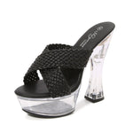 Transparent New Fashion Car Model slippers High Heel Waterproof Trolley Model Slippers large size