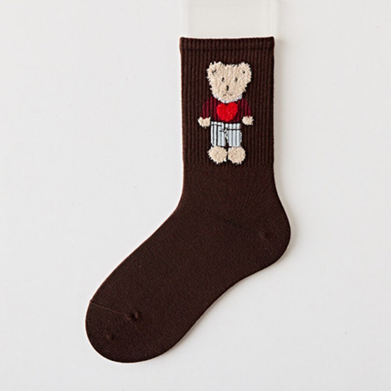 Bear Print Stripe Socks - Sabreeonline