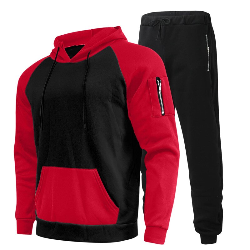 Casual Hoodies +Drawstring Pants 2 Piece Set Male Streetwear - Sabreeonline