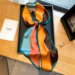 Elegant Print Satin Silk Skinny Scarf - Sabreeonline