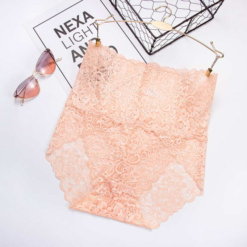 Women Panties Female Plus Size High Waist Hollow Out Lace Sexy Underwear Lingerie Briefs Underpants Butt Lift - Sabreeonline