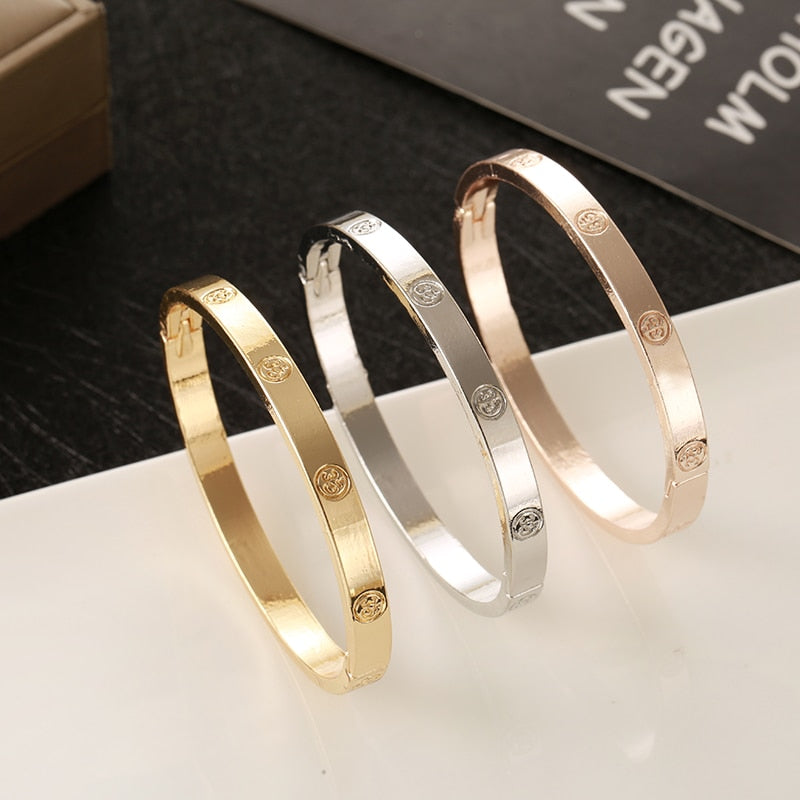 Women&#39;s Trendy Stainless steel Luxury Brand Bangle Bracelet Woman Man Wristband Bangles Gift Bracelets Femme 2022 New Design - Sabreeonline
