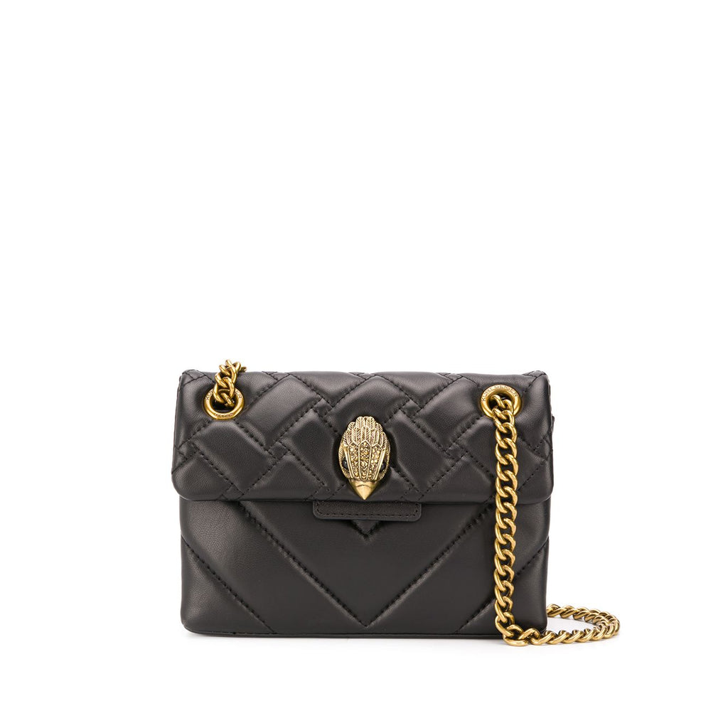 Kurt G London Kensington Black/Silver Chains Women Small Size Crossbody Bag Real Leather Luxury UK Band Eagle Head Handbags - Sabreeonline
