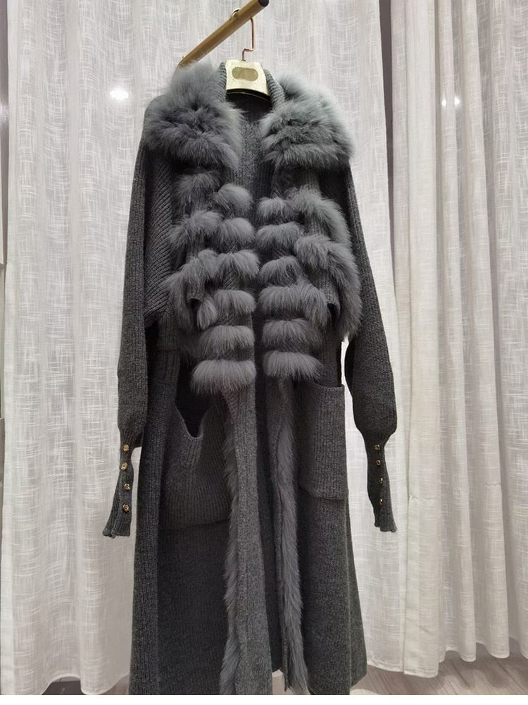 Oversize Coat Fur Collar Long Length - Sabreeonline