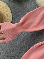 Sweater Dress Batwing Sleeve V Neck Elegant Dress Ladies Bandage Dress - Sabreeonline