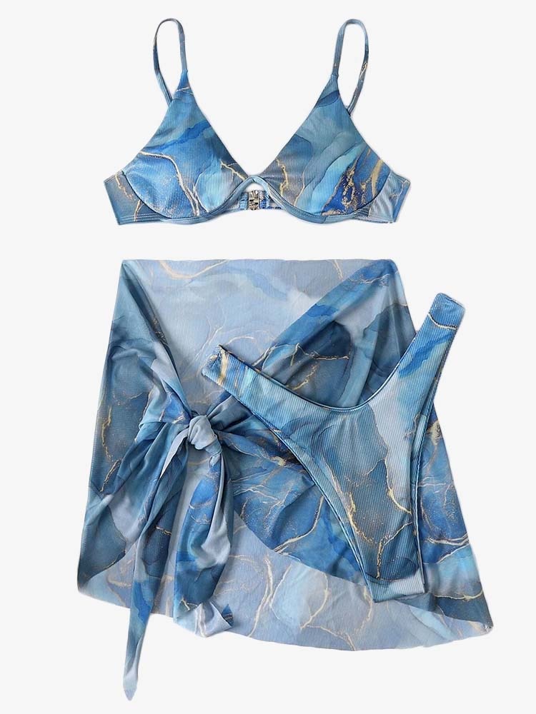 Swimwear with Skirt Marble Set