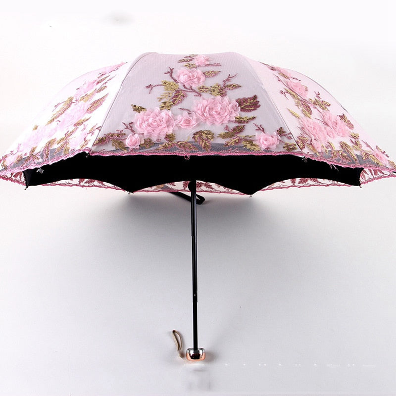 Flower Double Laye Coating Anti UV Umbrella - Sabreeonline