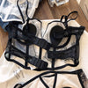 Sexy fishbone vest bra panty set eyelashes lace perspective soft steel ring anti-sagging underwear women bralette - Sabreeonline