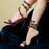 Crystal Ankle Wrap Strap Sandals Round Toe Shoes - Sabreeonline