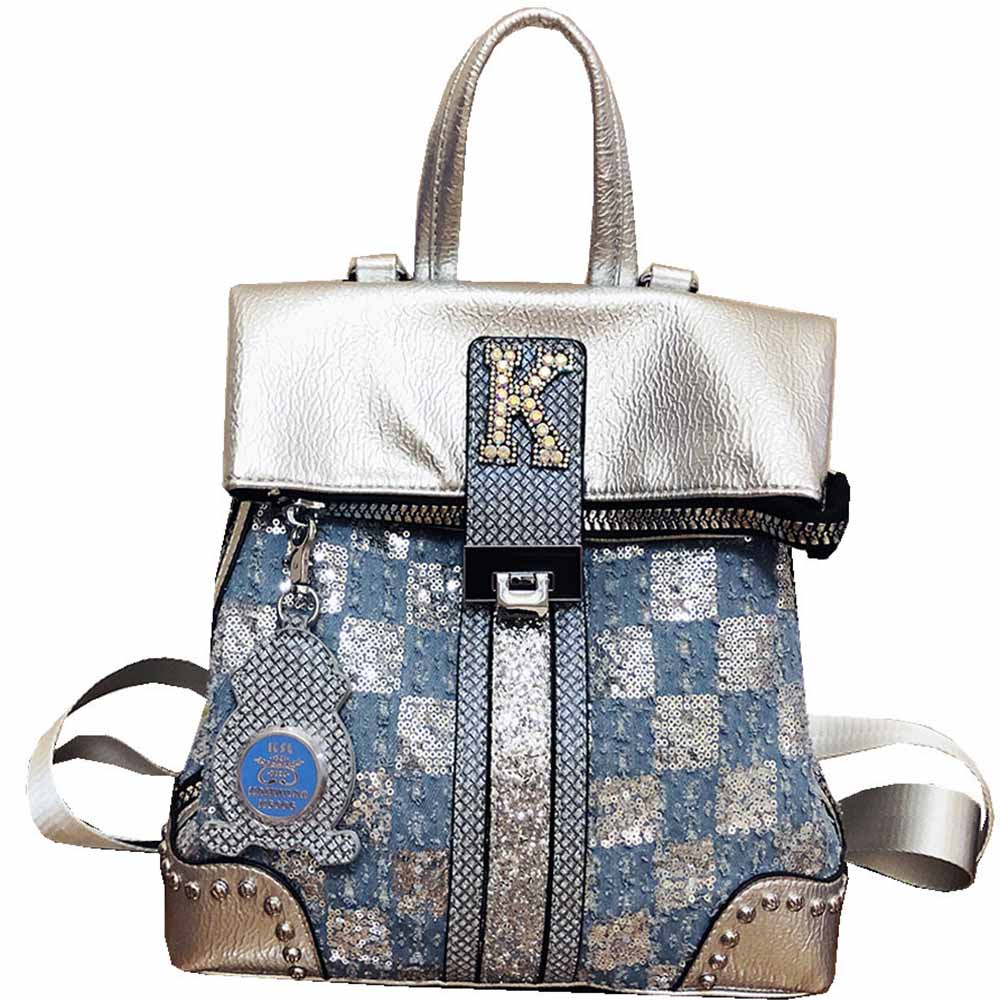 Women Backpack Fashion Denim Backpack Vintage Backpacks Anti-theft Travel Bag Casual Multifunctional Female Shoulder Bag Mochila - Sabreeonline