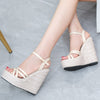 Shoes large size simple European and American braided hemp rope women&#39;s shoes wedge platform sandals