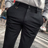 Stretch Slim Black Striped Formal Pants - Sabreeonline