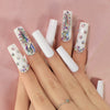 Large Stone Decorative Gradient Press On Finger Nails Extra Long Ballerina Fake Nails Manicure Designed Tips Real Nail Picture